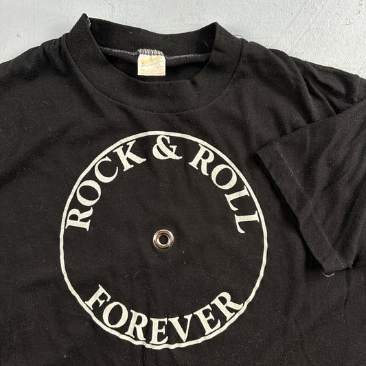 Rock N Roll 70s VTG T Shirt Rockabilly Black Forever Promo Music Band Grunge Rap