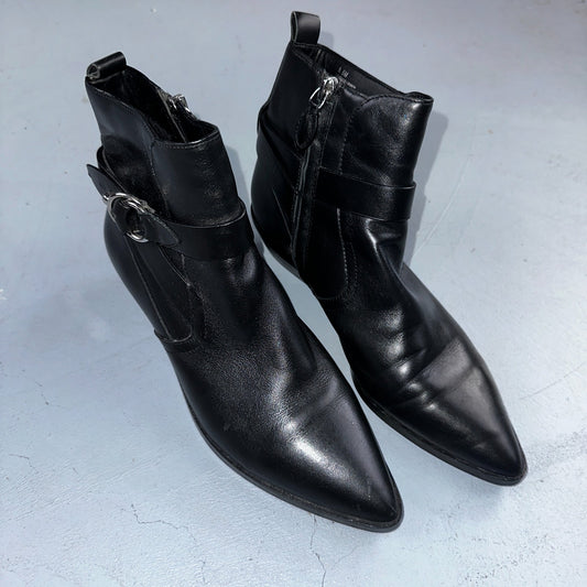 Rebecca Minkoff Boots Kichi Pointed Toe Bootie Black Leather Size 9.5