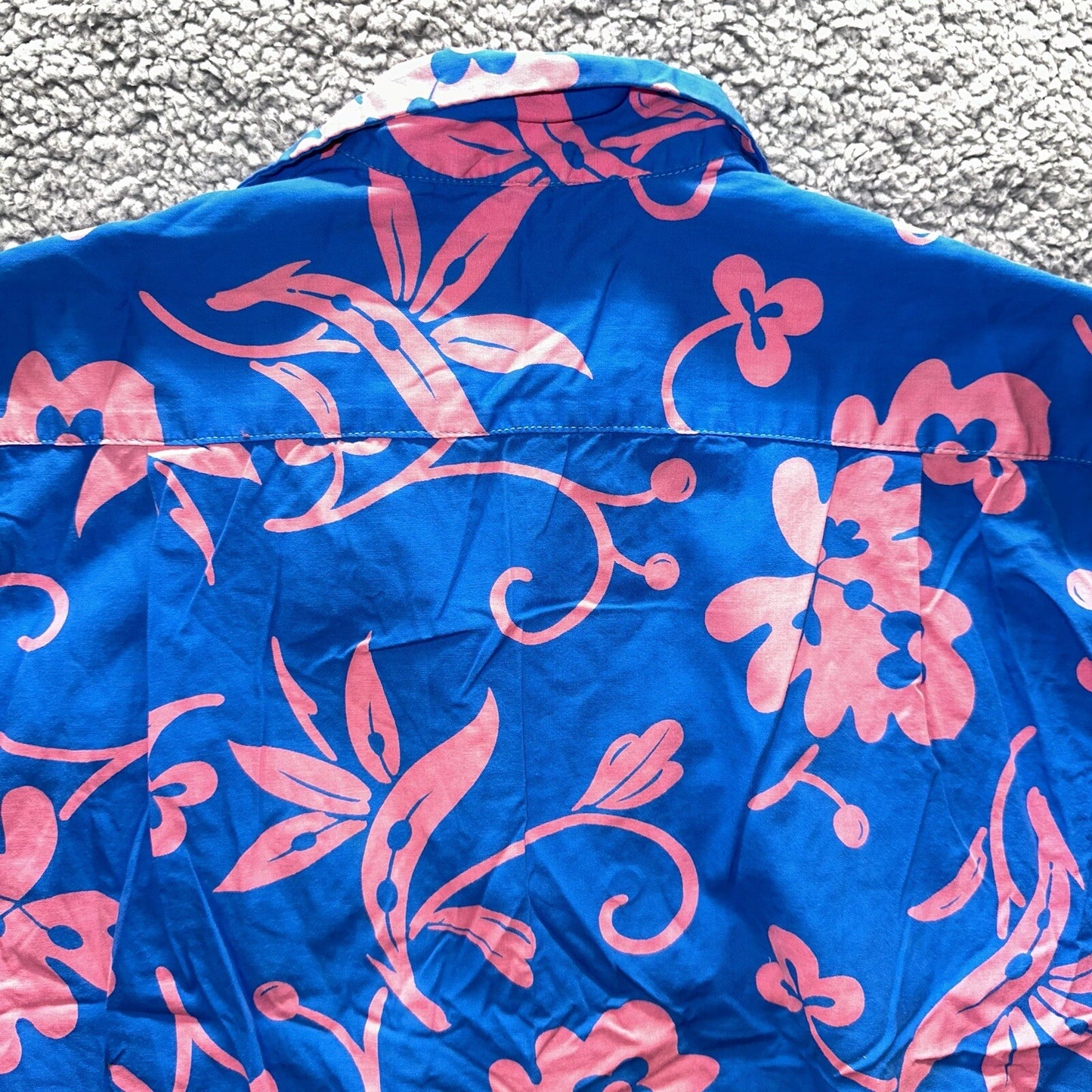 Vintage 50s Hawaiian Aloha Print Shirt Rockabilly Honolulu 60s Button USA Pink