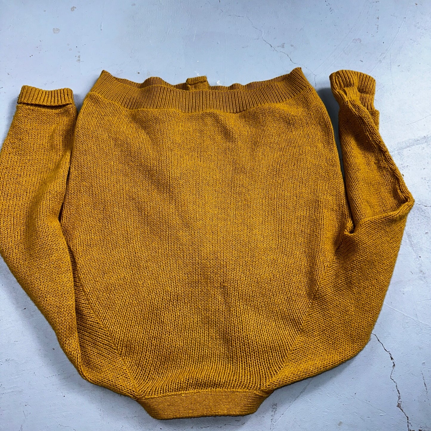 Vintage 60s Grant Crest Wool Cardigan Sweater M Yellow Mustard Suede Rockabilly