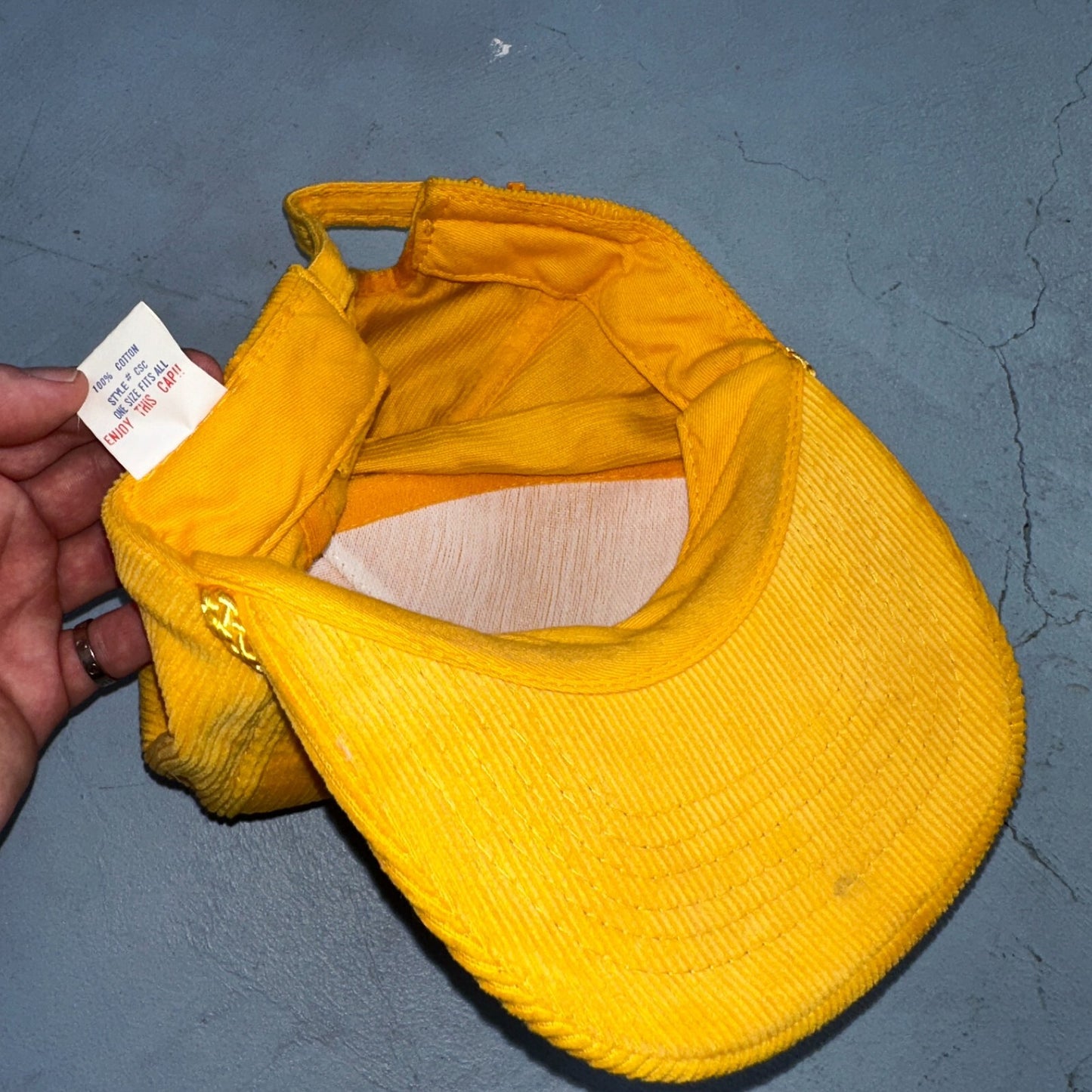 Prosser Football Grid Kids VTG Hat Cap Snapback Yellow Corduroy Otto Trucker Fun