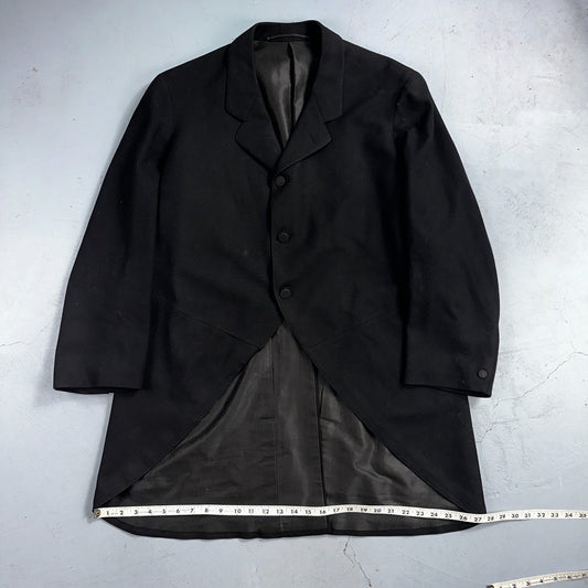 Antique 3 Pc Edwardian Morning Suit Black Wool Frock Coat Vest Pants 1890s 1900s