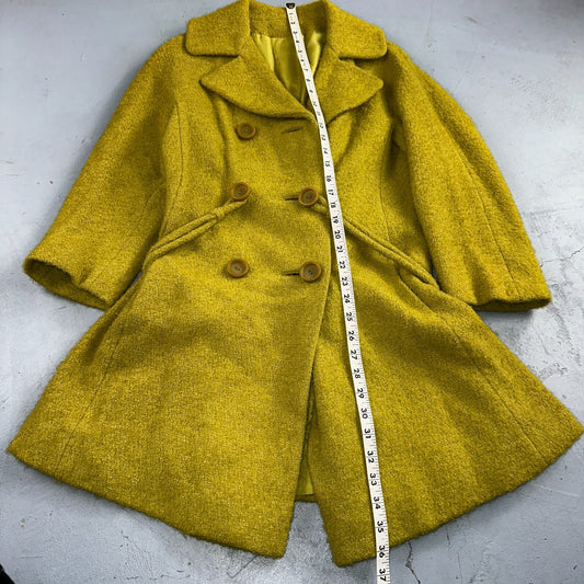 Vintage 60s Green Tennis Wool Coat ILGWU Union Mod Double Breasted Rockabilly