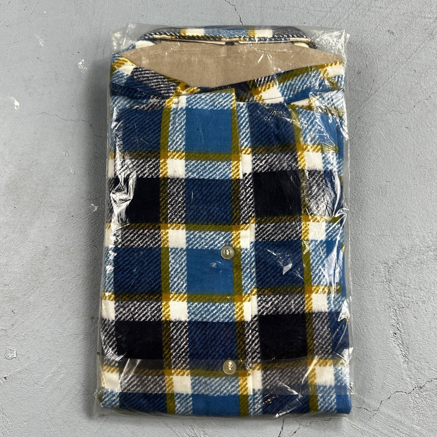 Deadstock VTG WASH N WEAR Button Down Shirt 50s 60s Shadow Plaid Rockabilly