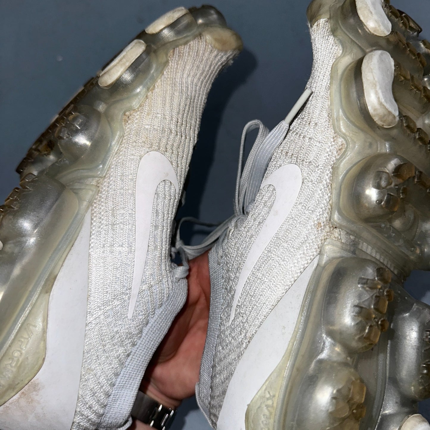 Nike Air VaporMax Flyknit 3 Pure Platinum - Mens Sz 9 - Running White Shoes