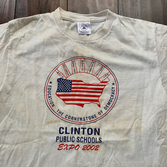 Clinton 2002 Vintage T Shirt USA Travel Pro Delta Democracy Political