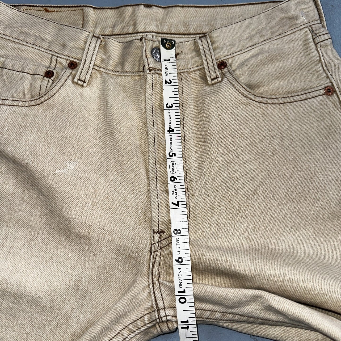 Levis 501 Vintage 90s USA XX Straight Leg Jeans Beige Light Wash 30x34 Act 29x29