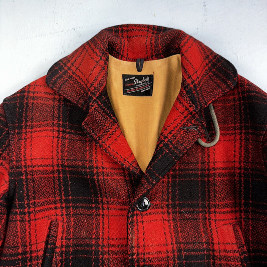 1950s Dryback Coat Wool Buffalo Plaid Heavy Hunting Jacket VTG Mackinaw 50s 40s