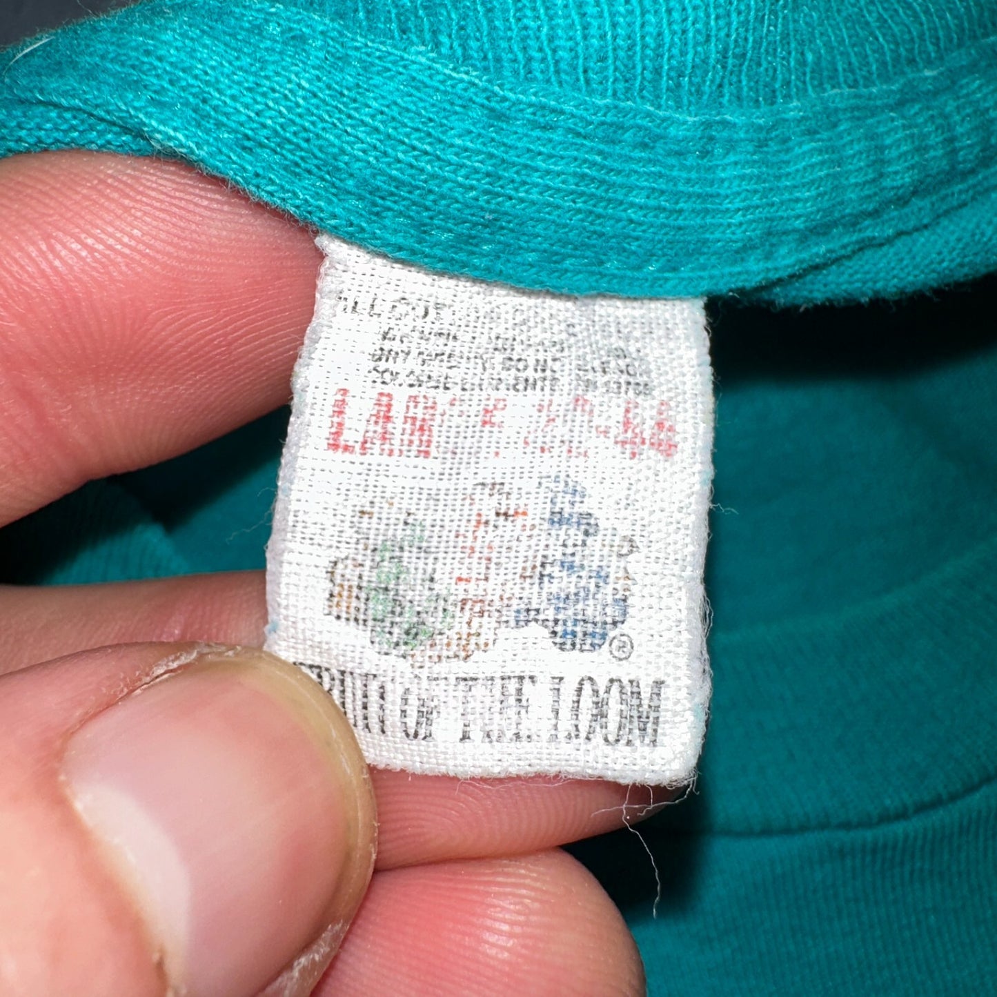 1960s Fruit Of The Loom VTG T Shirt Green Blue Thrashed Single Stitch 60s Blank