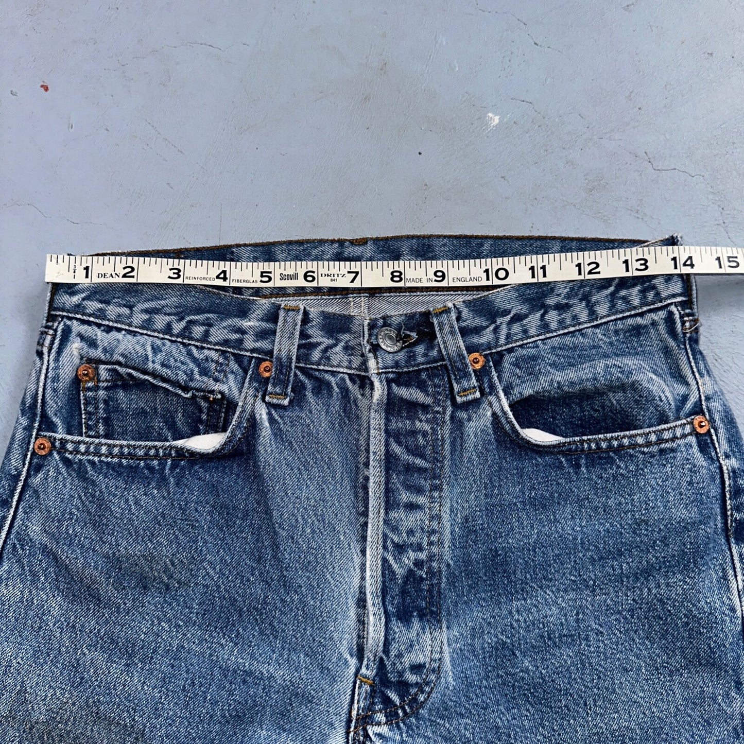 Levis 501 Vintage 80s Redline Selvedge USA XX Jeans Light Wash Stained Act 28X33