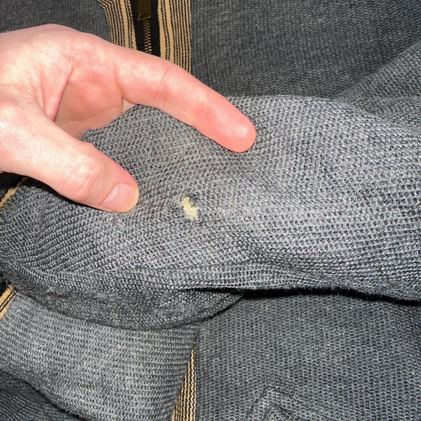 VTG 40s Wool Lined Men Zipper Jacket Sweater Salt Pepper Gray 1940s Rockabilly