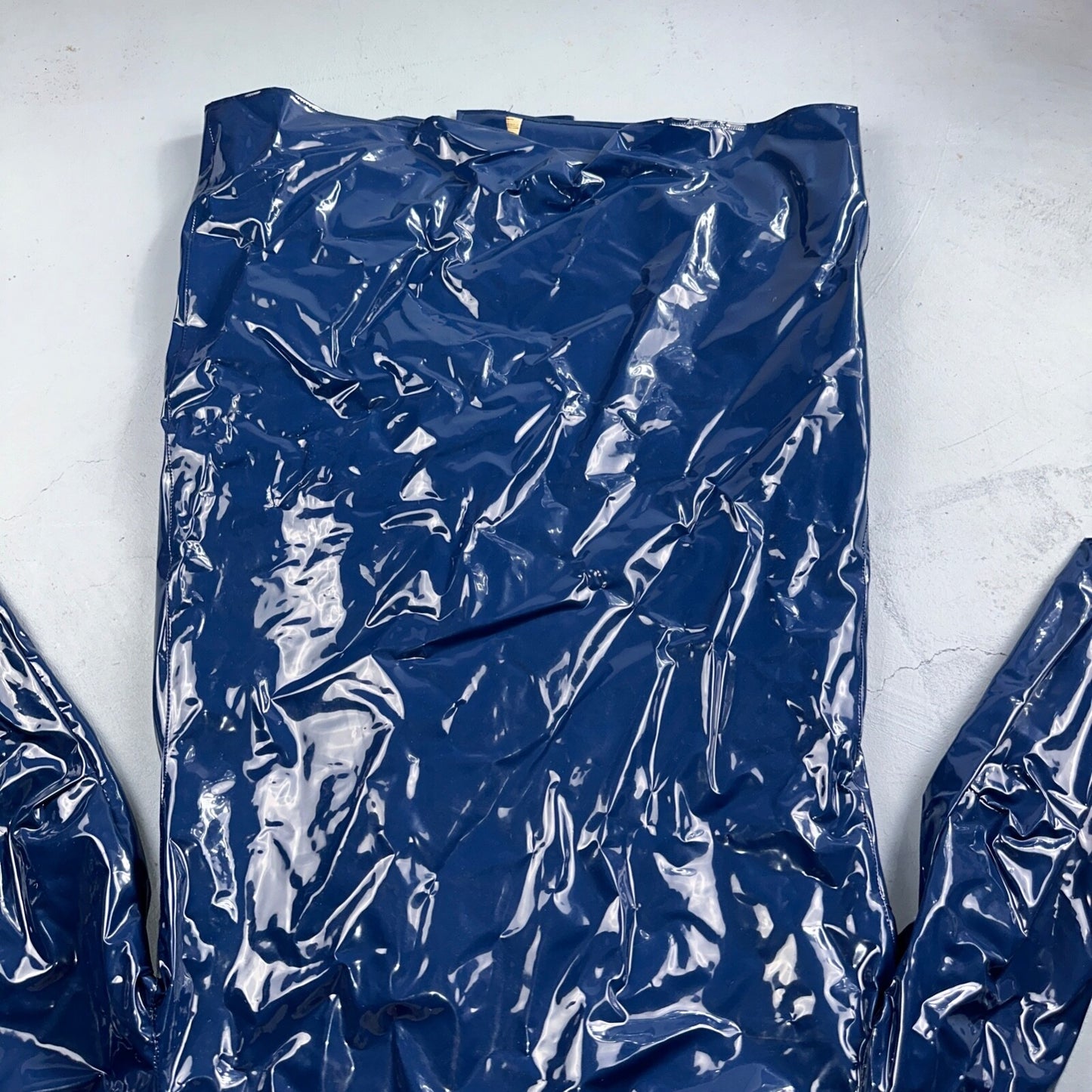 Liliput Womens Blue Trench Raincoat + Bucket Hat Polyester Rubber Vinyl 70s VTG