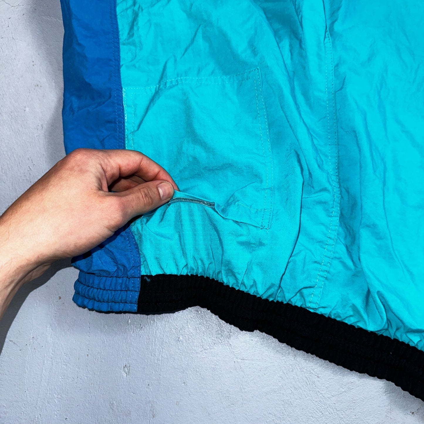 Express Short Surf Swim Trunks Mens L Board Pockets Swimwear Blue Vintage 80s