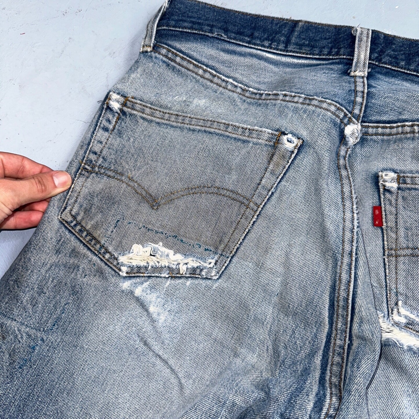 Levis 501 Vintage 80s Redline Selvedge USA XX Jeans Light Wash 34x34 Act 31x30
