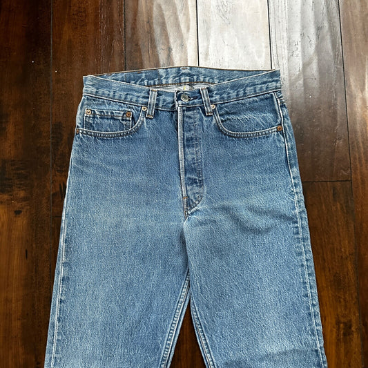 VTG 80s Levis 501 Button Fly 32x36 USA Tag Jeans Straight Wash Blue XX Act 29x32