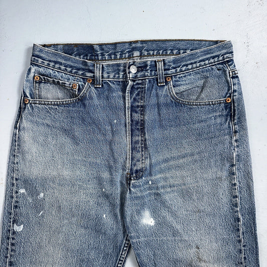 Levis 501 Vintage 90s USA 80s XX Straight Leg Jeans 35x36 Light Wash Act 32x31
