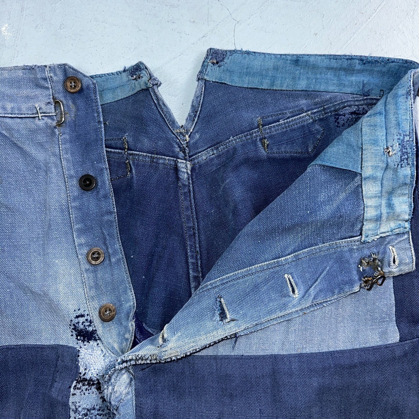 Vintage 1930s 1940s Buckleback Pants Denim Navy Blue Dungaree 30s 40s Rockabilly