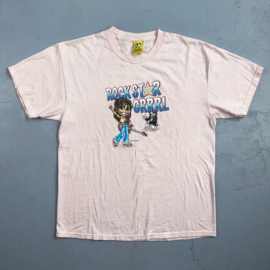 Big Dogs Rock Star GRRRL Girl Y2K VTG T Shirt Bratz Dolls 2000s Pink Cute Punk