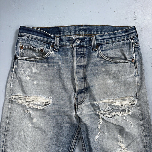 Levis 501 Vintage 90s USA XX Straight Leg Jeans 35x33 Light Wash Act 32x29