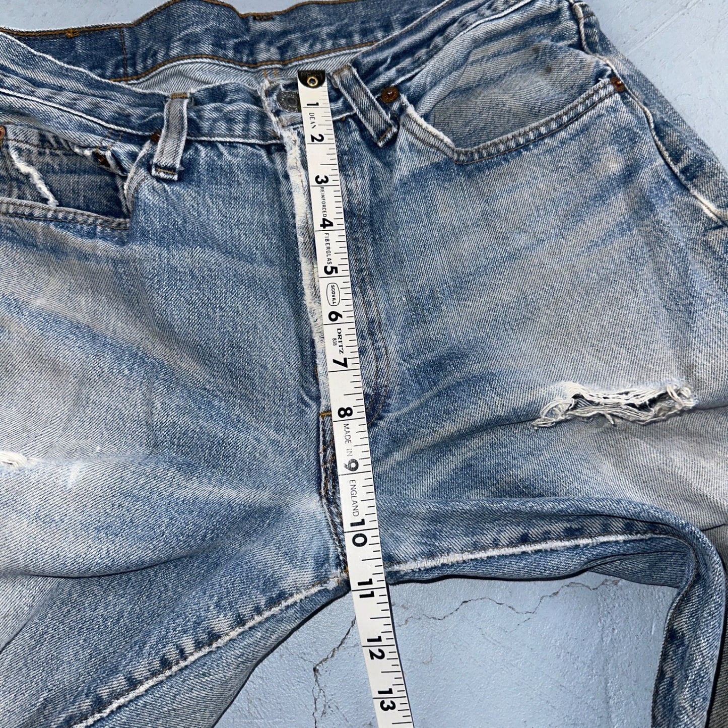 Levis 501 Vintage 80s Redline Selvedge USA Light Jeans Thrashed 32x36 Act 29x32