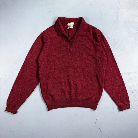 VTG Edinburg Woolen Mill Wool Cardigan Sweater Women’s M 1970s Red Lambswool