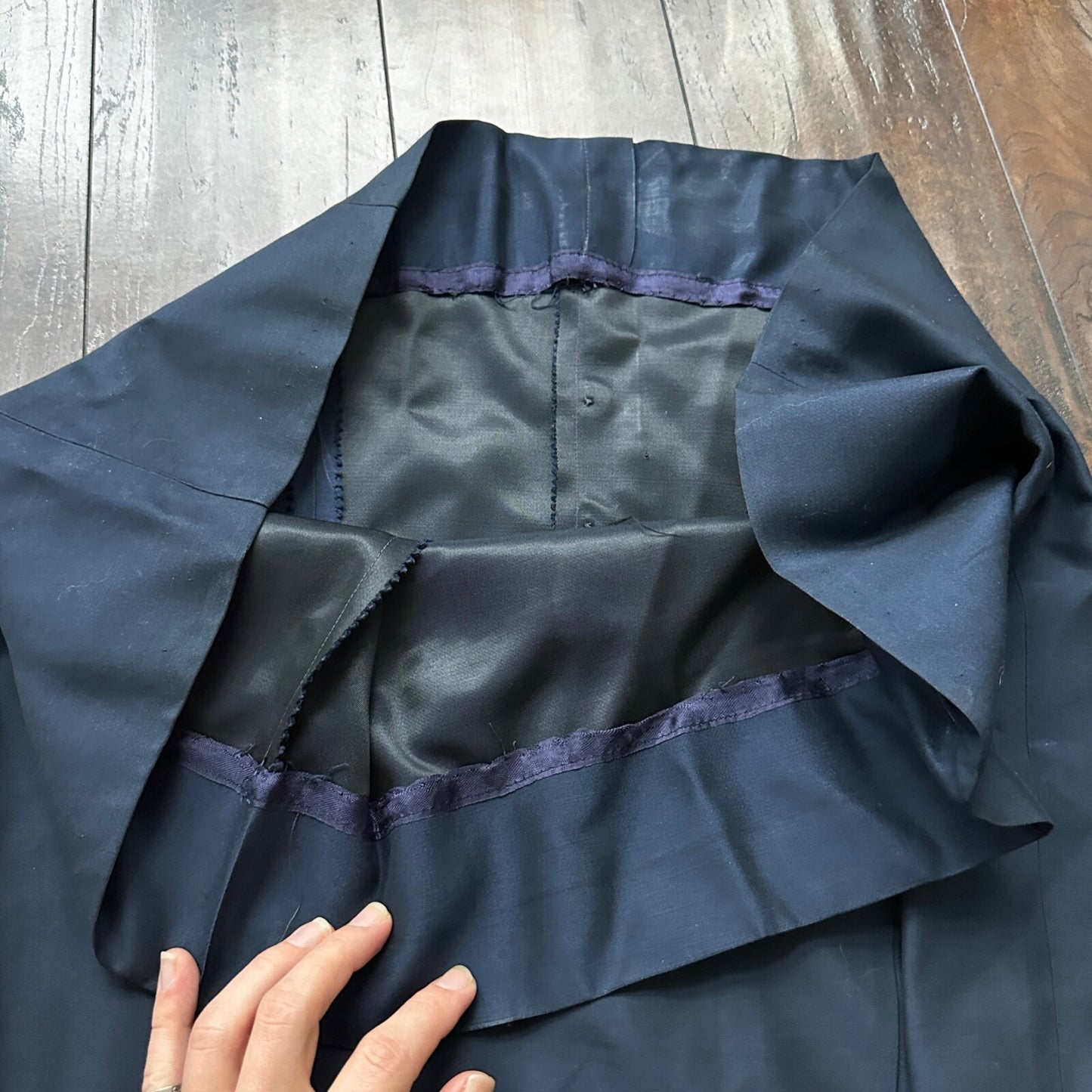 Real Vintage 1940s R & K Original Long Navy Top Button Down Dress Women's 40s