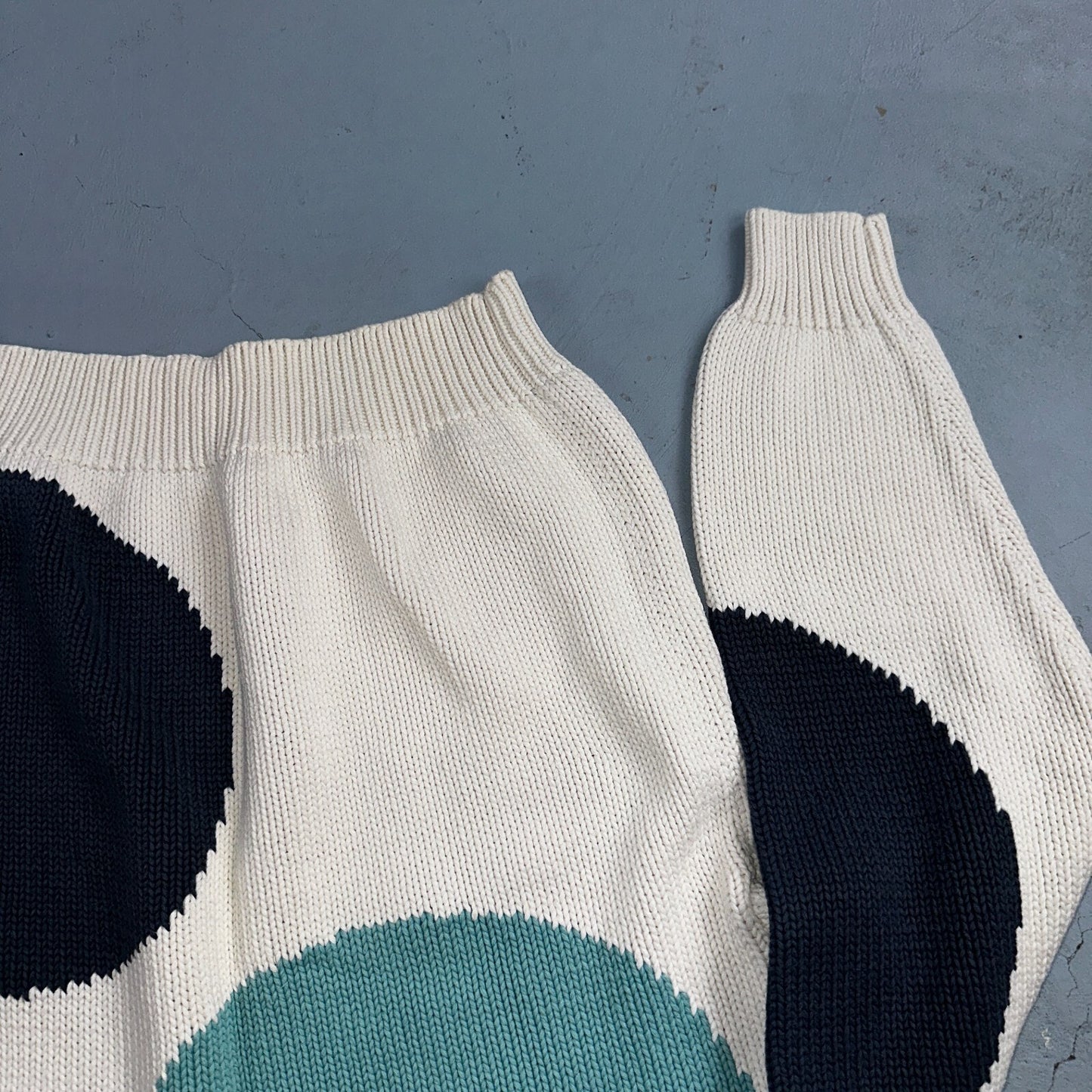 Perry Ellis VTG Atomic Pullover Sweater Womens M Multicolor Abstract Ski Cotton