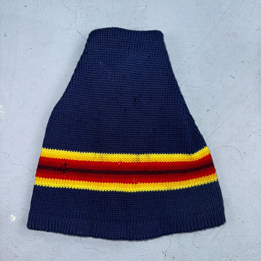 Vintage Wigwam Wool Balaclava Ski Mask USA 100% Virgin Wool Red Yellow Stripe
