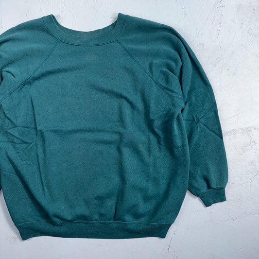 1990s VTG Hanes Sport Blank Sweatshirt XL Green Made In USA Crewneck Basic