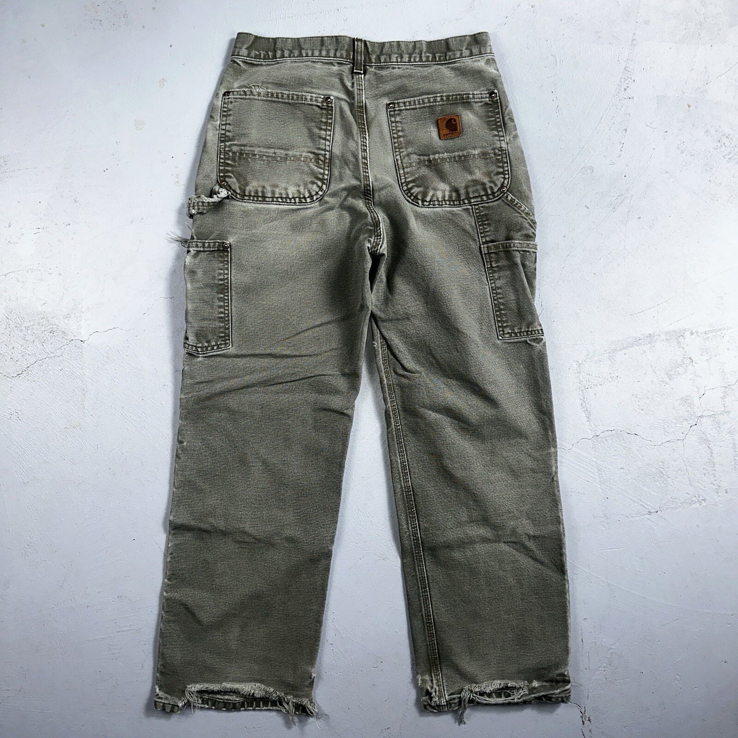 Carhartt VTG Double Knee Carpenter Pants USA B01 B136 MOS Green 31x30 Act 30x28