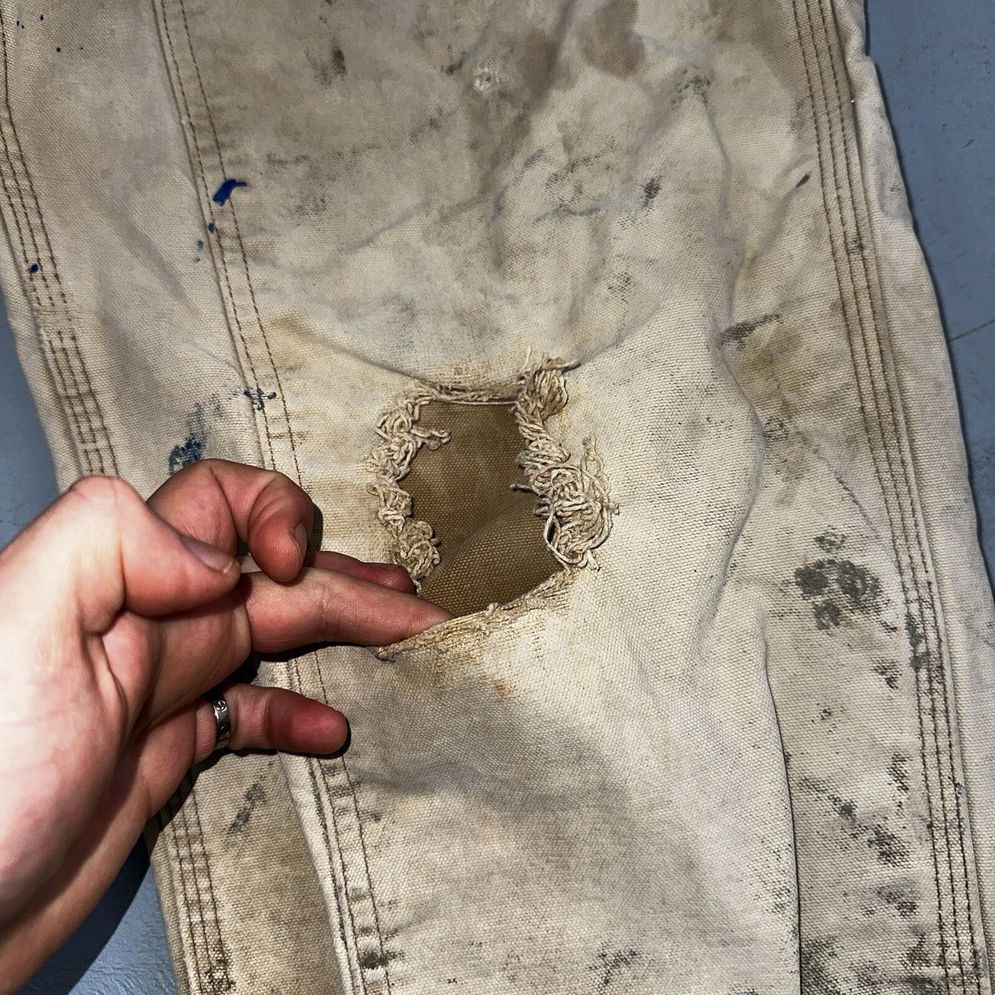 Carhartt VTG Double Knee Carpenter Pants USA B01 Brown Thrashed 34x34 Act 32x32