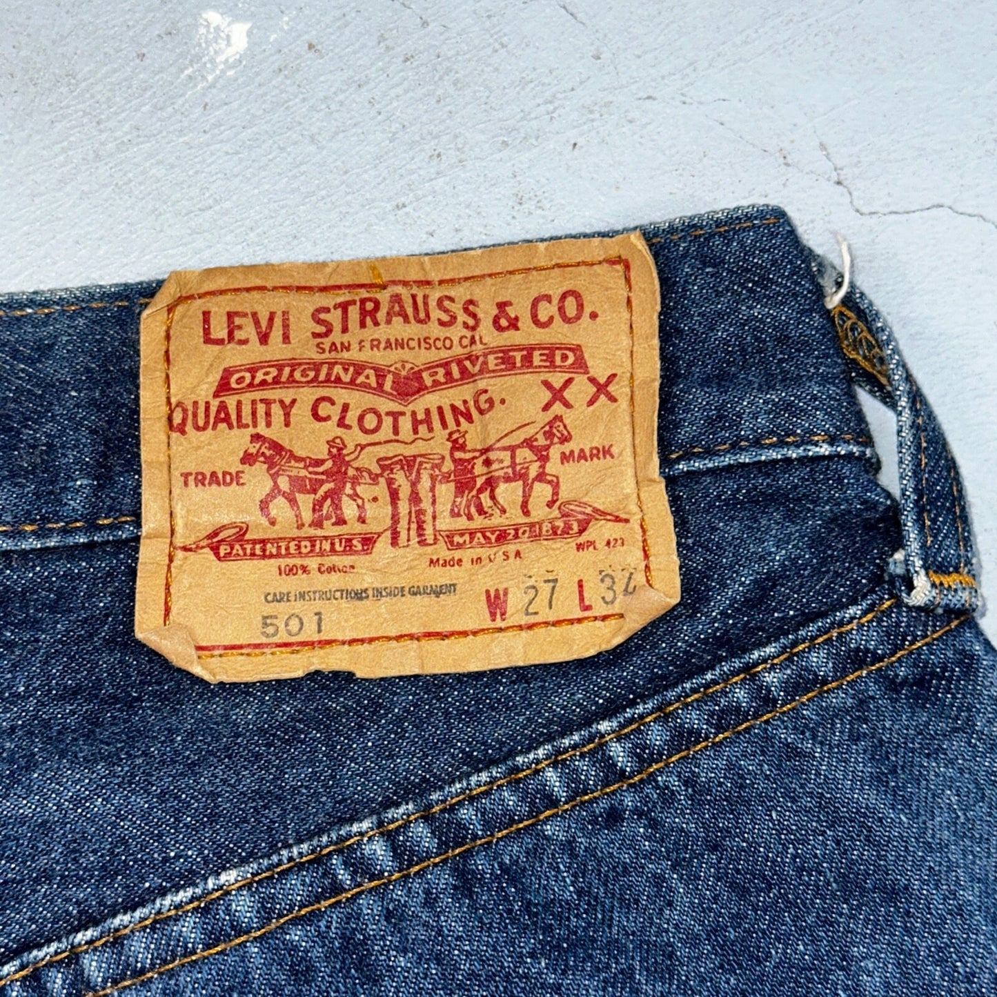 Levis 501 Vintage 80s Redline Selvedge USA XX Jeans Dark Wash 27x34 Act 25x31