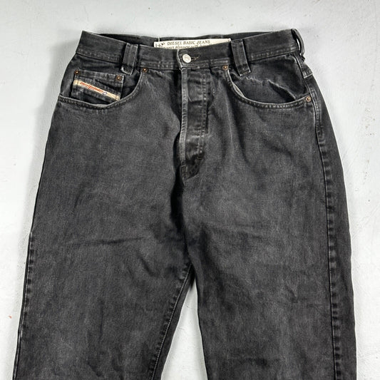 Vtg Diesel Men Saddle Relaxed Fit Black Jeans 32x33 Fits 31" Made in Italy Y2K
