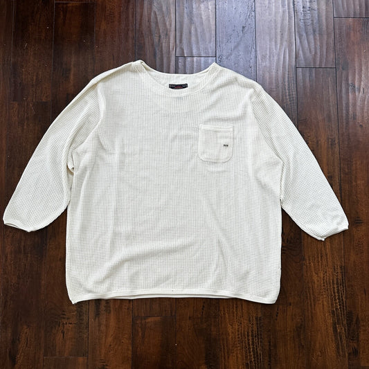 Avenue Blues Jeans Denim Henley Waffle Knit Thermal Shirt 26/28 1980s 80s 90s