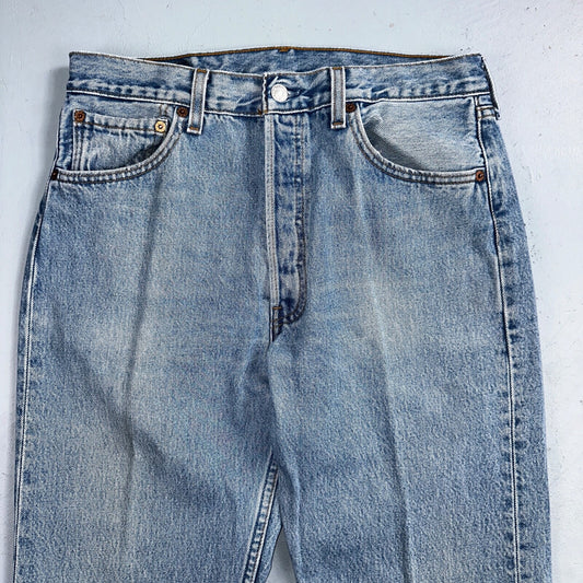 Levis 501 Vintage 90s USA XX Straight Leg Jeans Blue Light Wash 33x34 Act 31x33