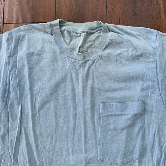 Blank 1970s Blue Vintage T Shirt Simple Essential Single Stitch Rare Lot Rap 1