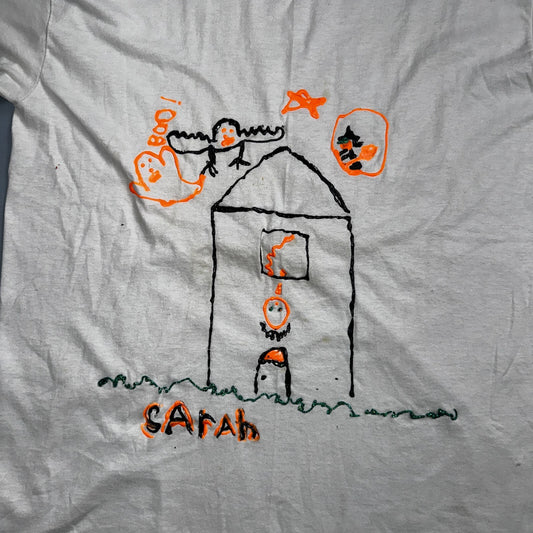 Hanes 90s House Cute Hand Drawn VTG T Shirt Boo Scary Halloween Art Artistic