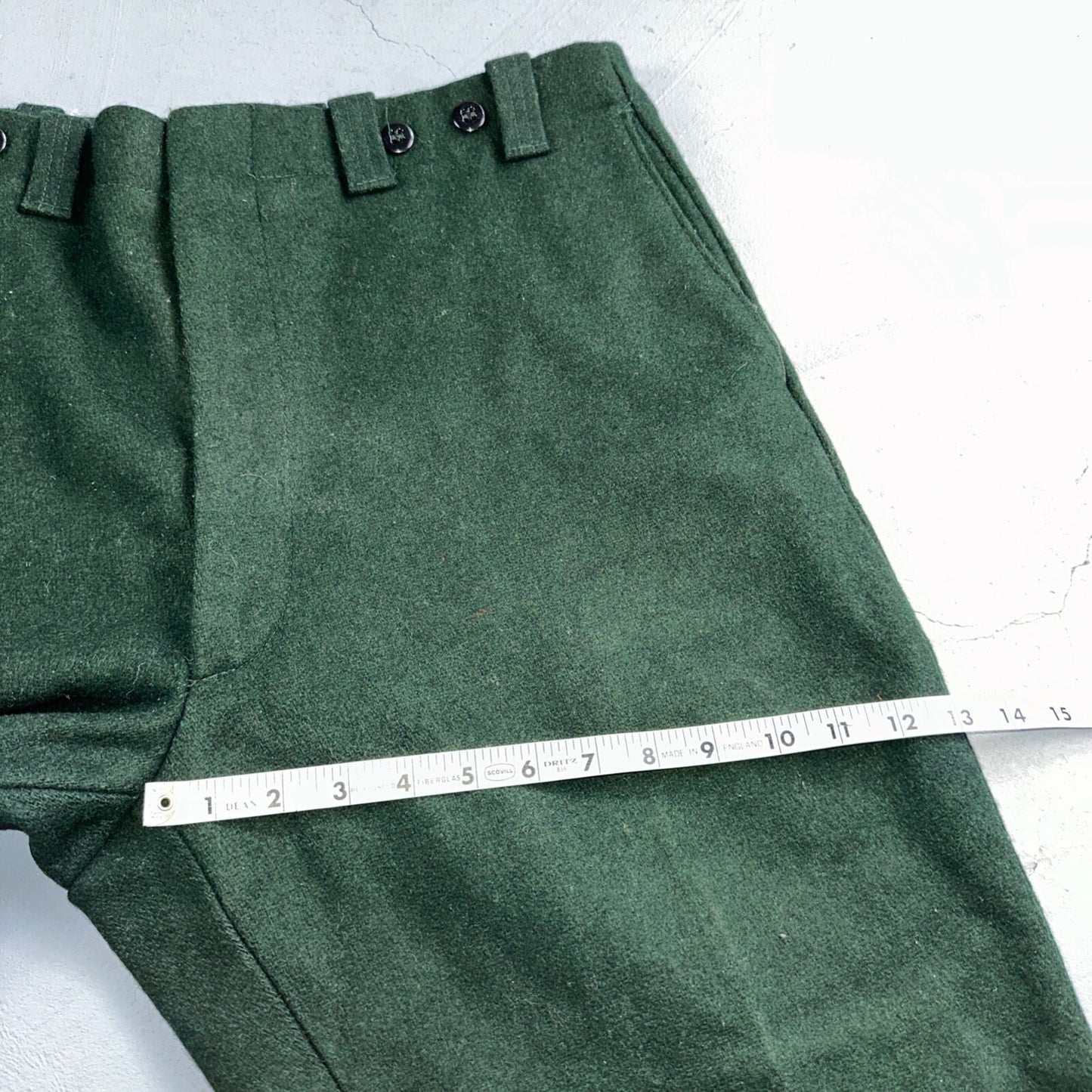 1960s Vintage Green Heavy Wool Hunting Pants 34x28 USA Dry Clean Rockabilly 60s