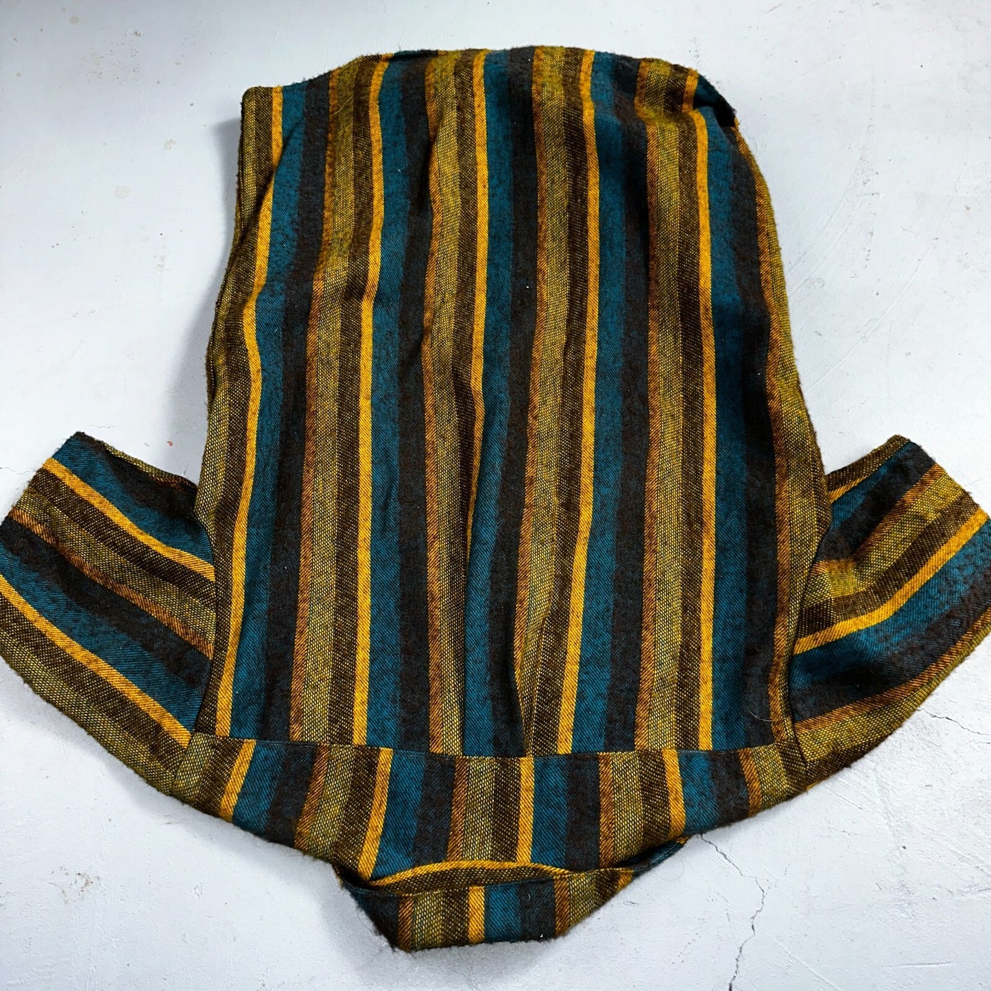 1960s Wool Short Sleeve Striped Wood Button Down Shirt 60s 70s Rockabilly