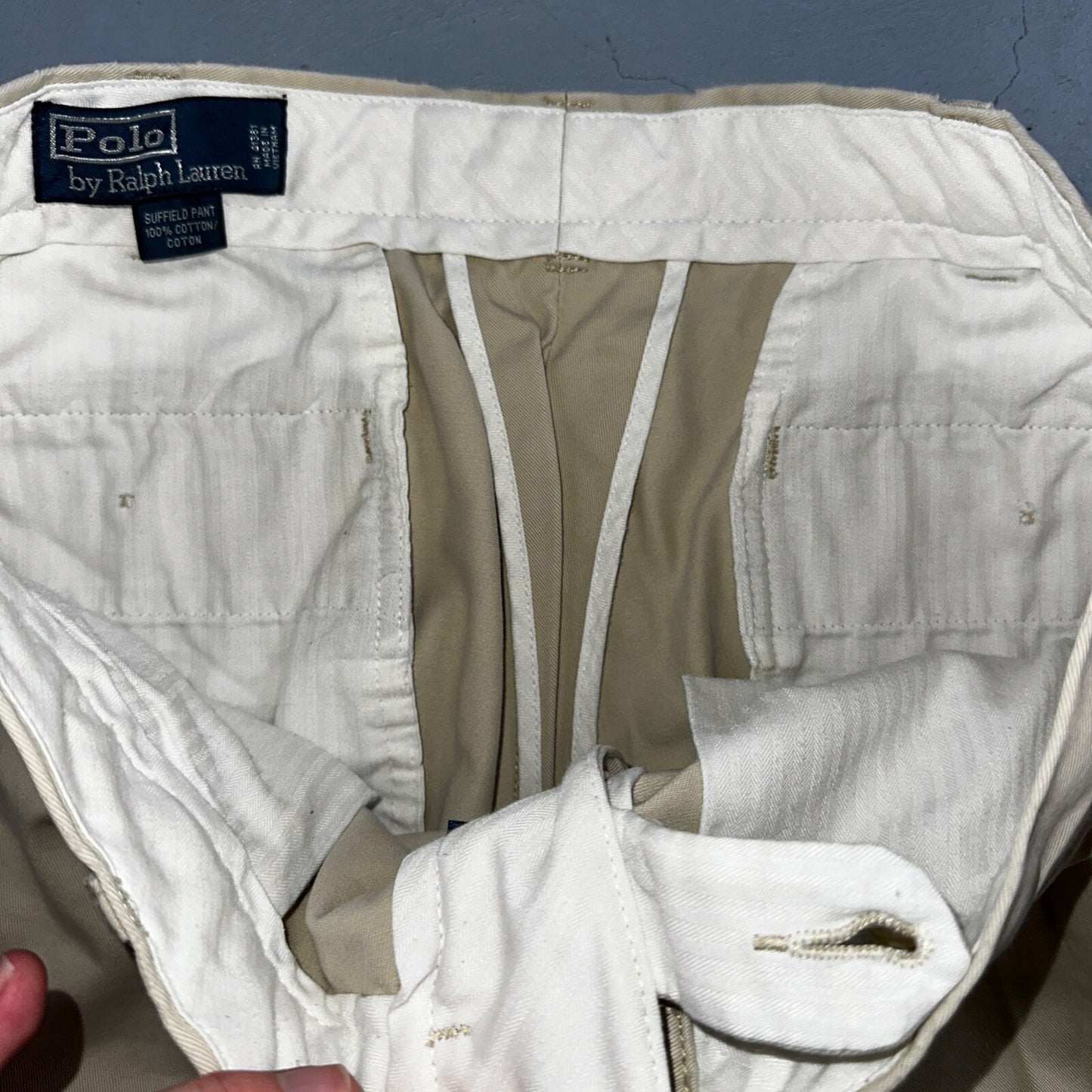 Polo Ralph Lauren Pants Mens 33x32 Suffield Chino Straight Twill Cotton Beige