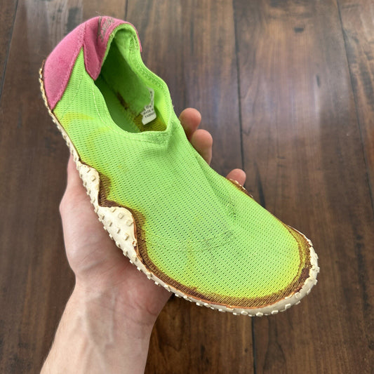 Vintage 80s Nike Aqua Sock Hot Pink Neon Green Size M 8-9 Rare 90s Unwearable