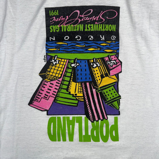 Portland Oregon VTG T Shirt Tee Jays 90s 1991 Long Sleeve Promo Natural Gas