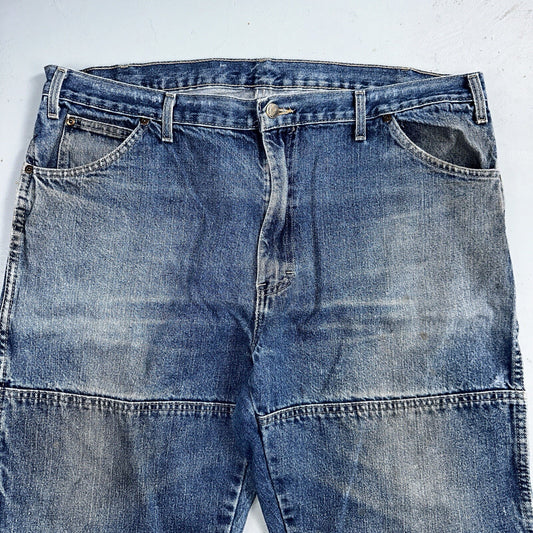 Dickies Double Knee Faded Blue Jeans 40x30 Work Wear Skate Baggy Y2K Wide Leg