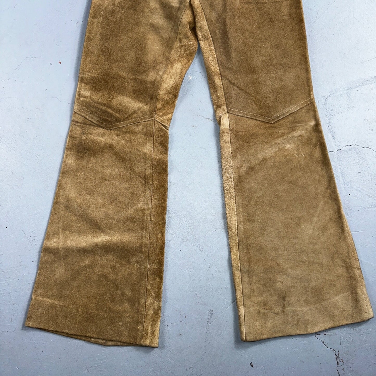 Vintage 1960s Leather Pants 28 Wide Leg Brown Rockabilly 60s Cowboy Suede 27x30