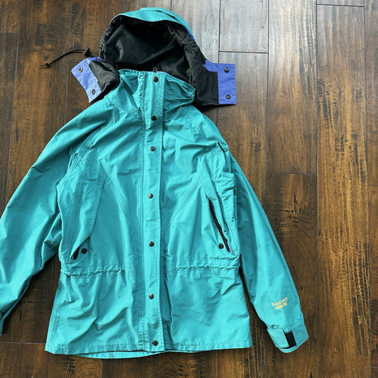 Vintage Solstice Gore-Tex Nylon Hooded Jacket Womens Color Blue / Green 90s Hike