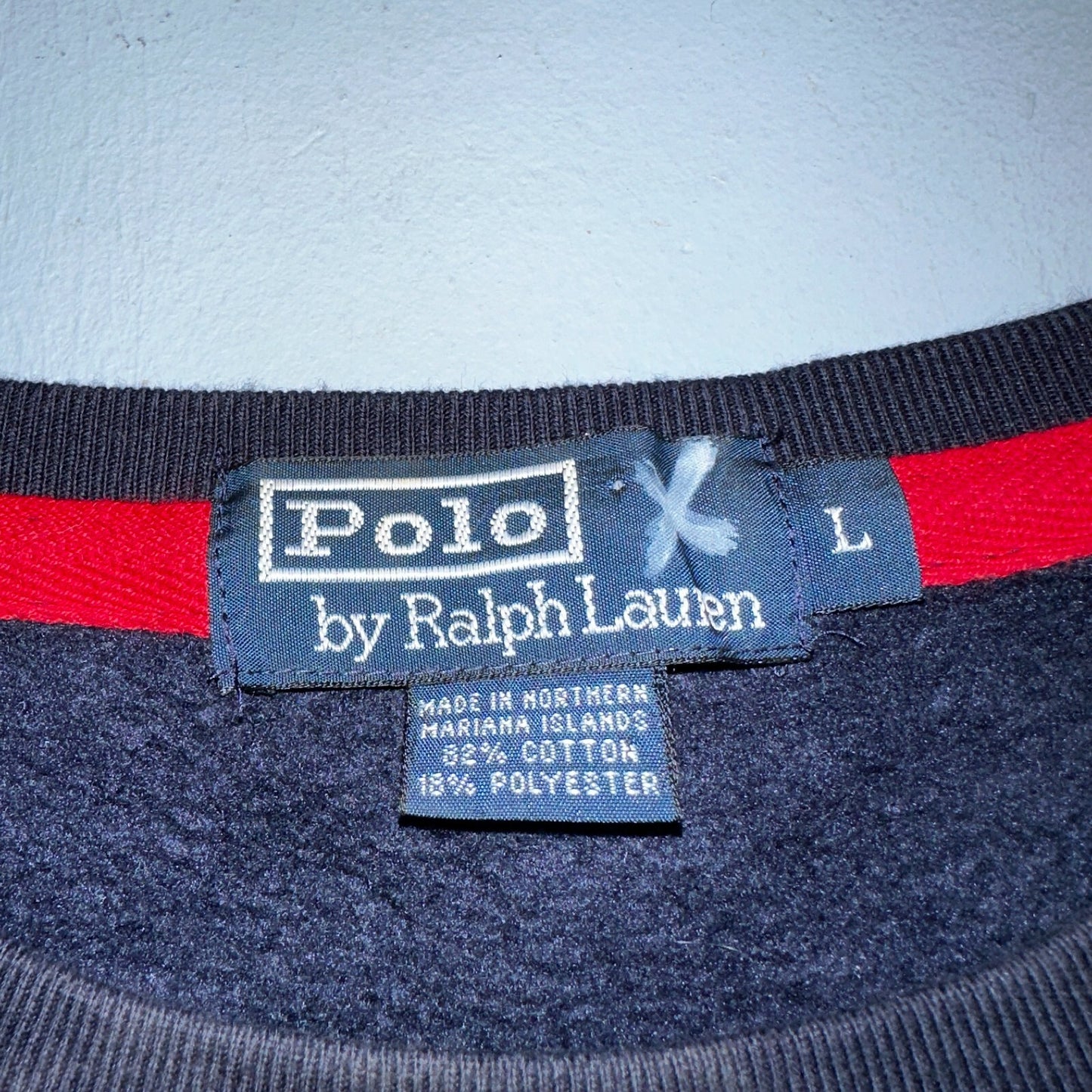 Polo Ralph Lauren VTG Sweatshirt Men Large L Blue Crewneck Crew Neck 90s