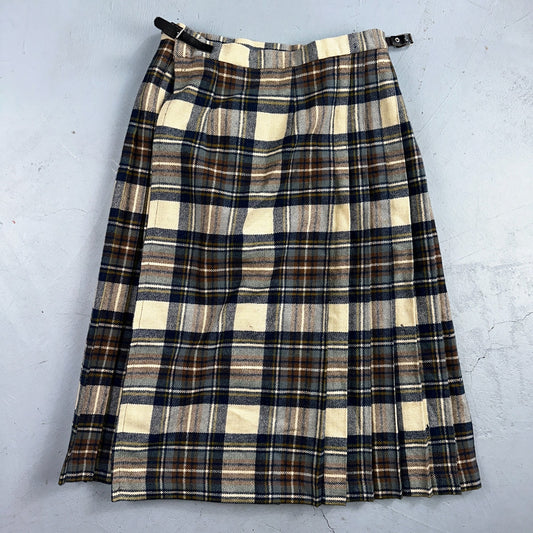 Vintage O'Neill of Dublin 100% Wool Tartan Skirt Size 14 Made in Ireland Pleated