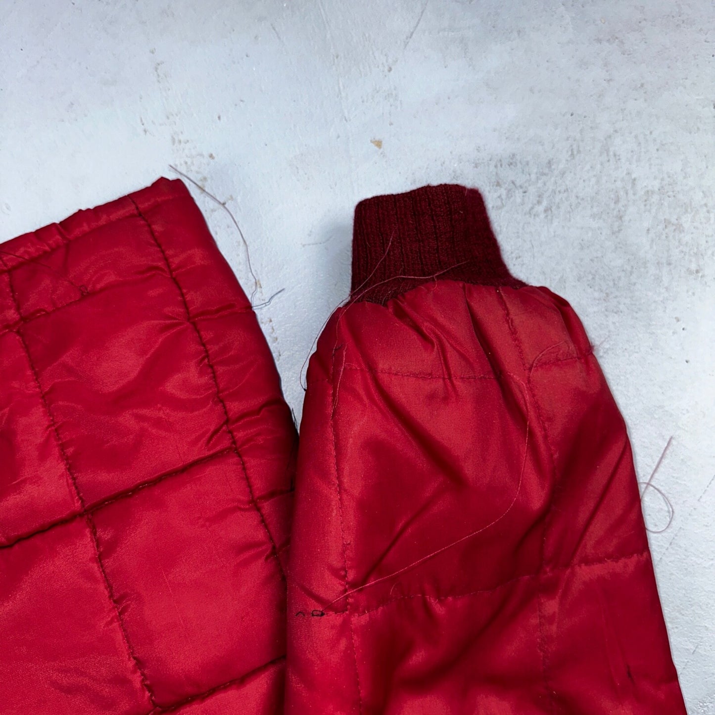 Haband Jacket Mens Red Barn Chore Puffer Coat Hood Zip Up Scovill 70s Fur Lined