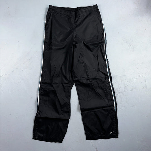 Nike VTG Y2K Windbreaker Track Pants Ankle Zip Unlined Black 1990s Essential