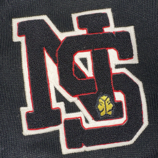 Vintage 1990s Dehen Varsity Letterman Cardigan Sweater Size 44 Black 1992 NS